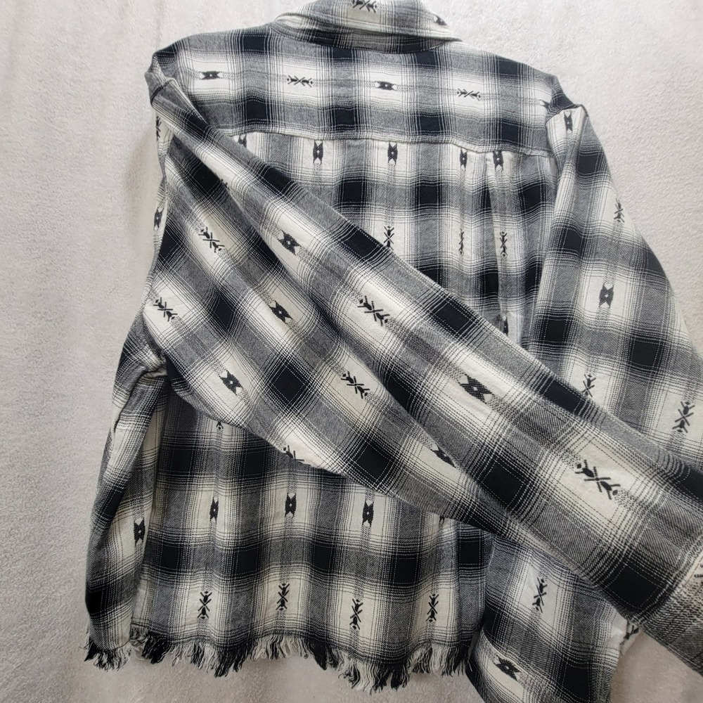 NWT $79 Lucky Brand Raw Edge Plaid Cropped Western Button-Down Cotton Flannel XL - Picture 11 of 11